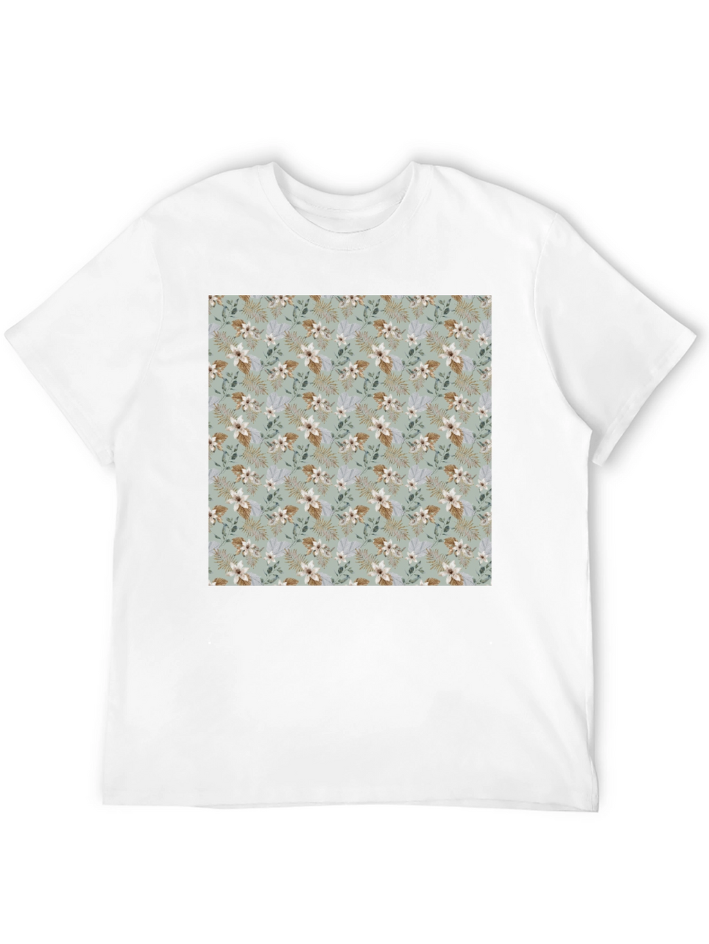 Floral Pattern Mens Black T-Shirt