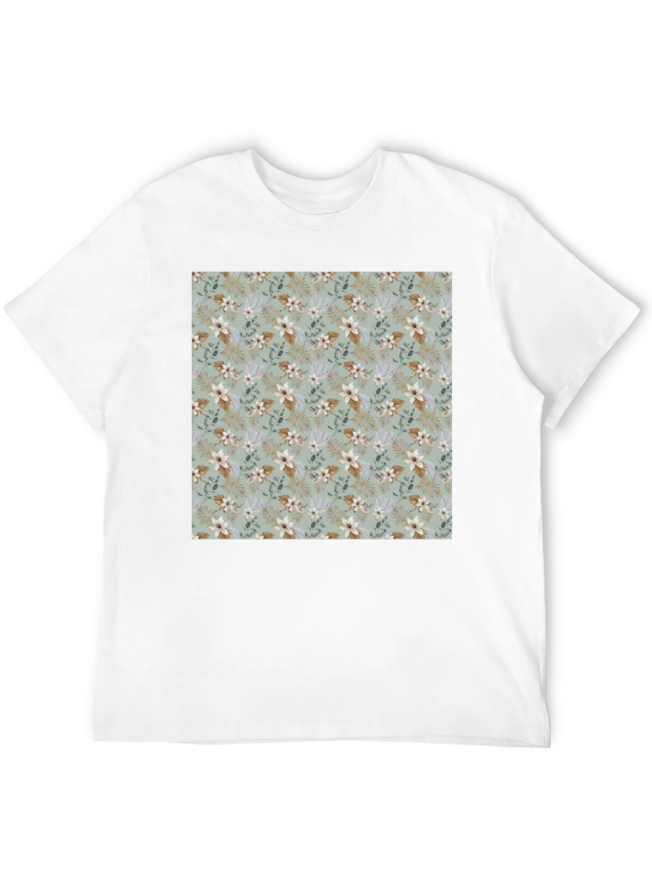 Floral Pattern Mens Black T-Shirt