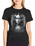 Mona Lisa Graphic Print Black T-Shirt