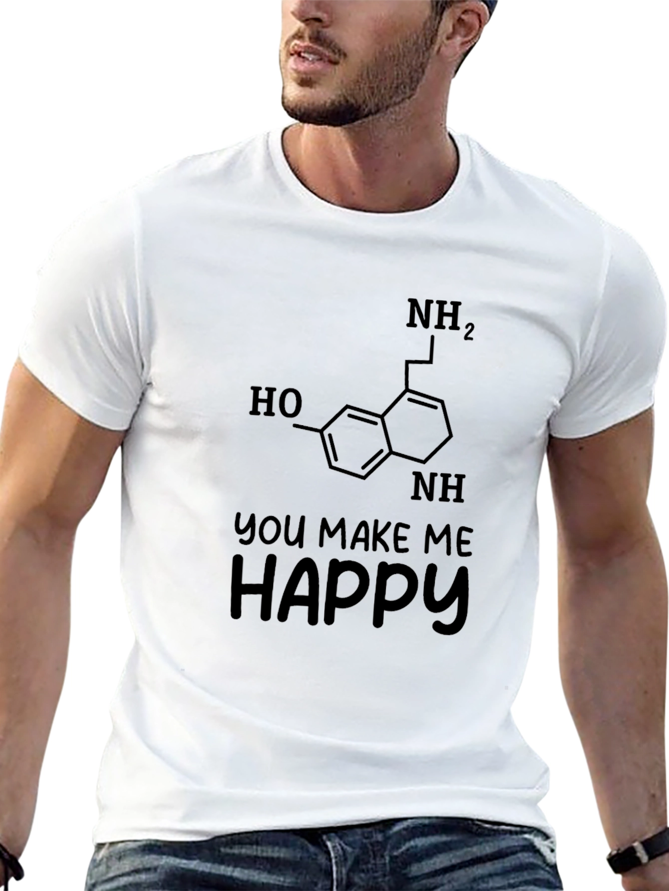 You Make Me Happy Serotonin Black Graphic Tee