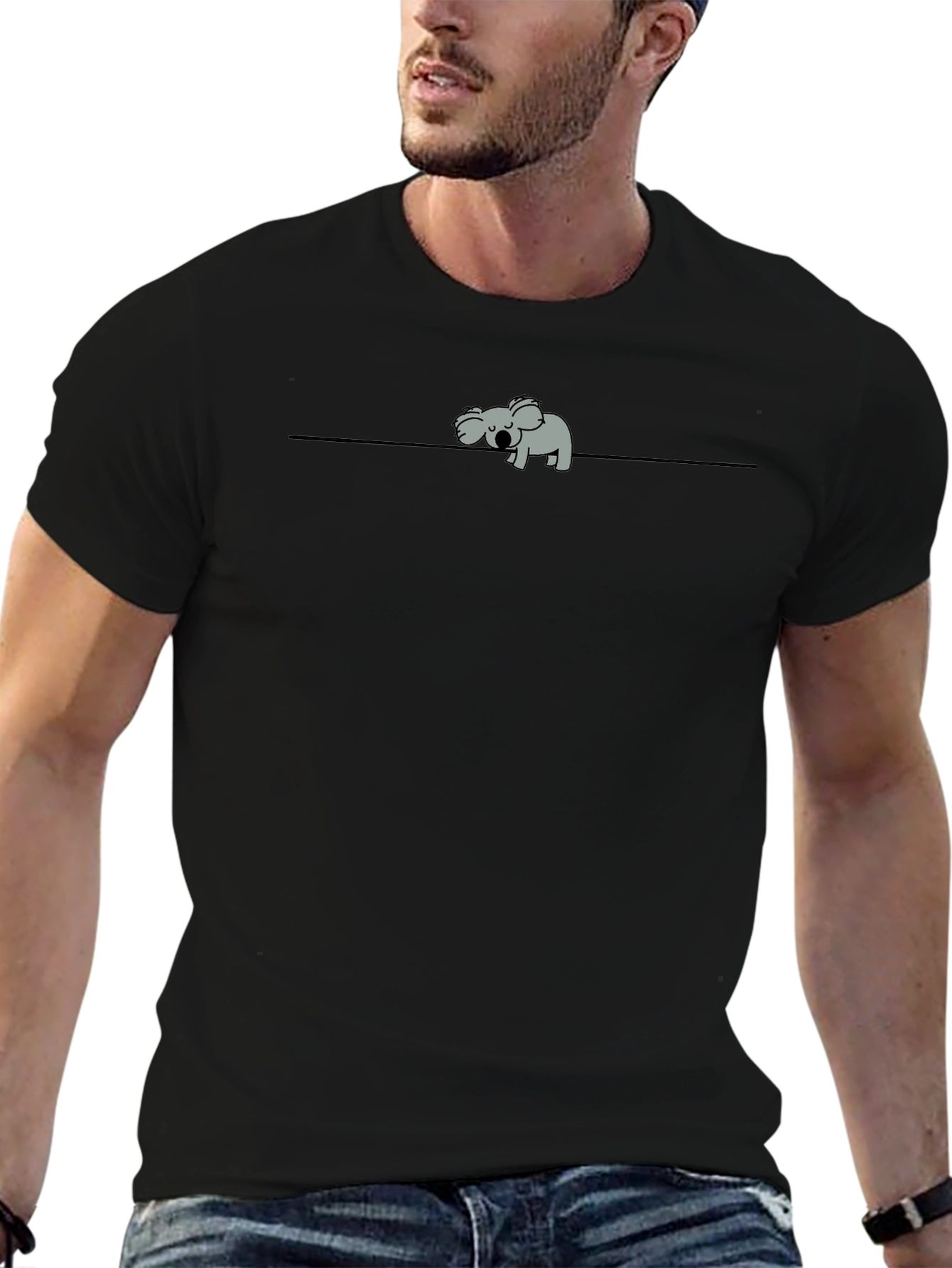 Koala on a Wire Graphic T-Shirt - Black