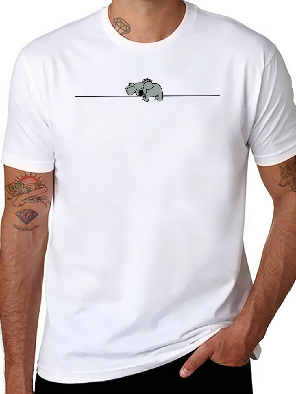 Koala on a Wire Graphic T-Shirt - Black