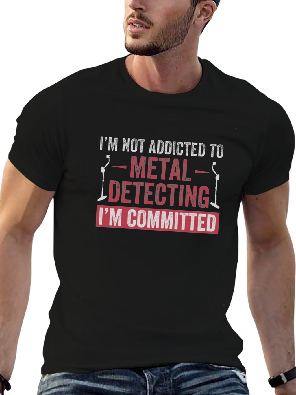 Metal Detecting Committed Black T-Shirt