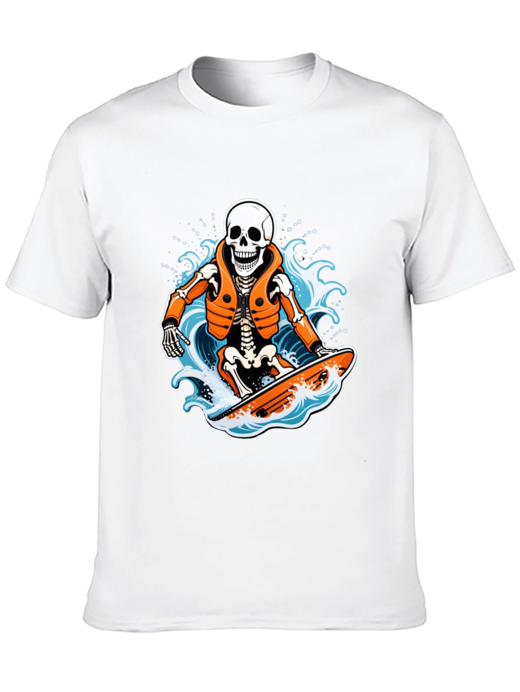 Skeleton Surfer Graphic T-Shirt - Black