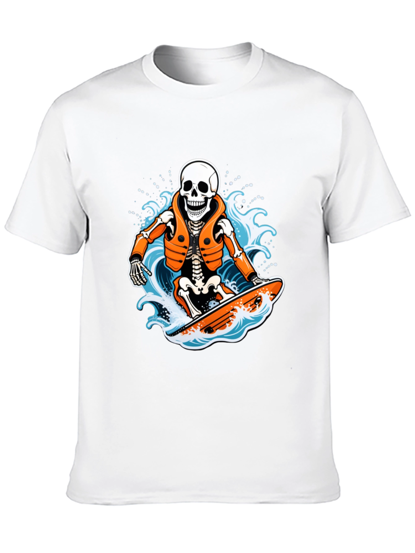 Skeleton Surfer Graphic T-Shirt - Black
