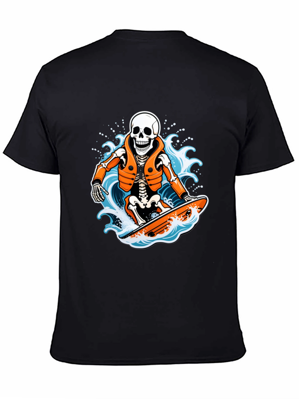 Skeleton Surfer Graphic T-Shirt - Black