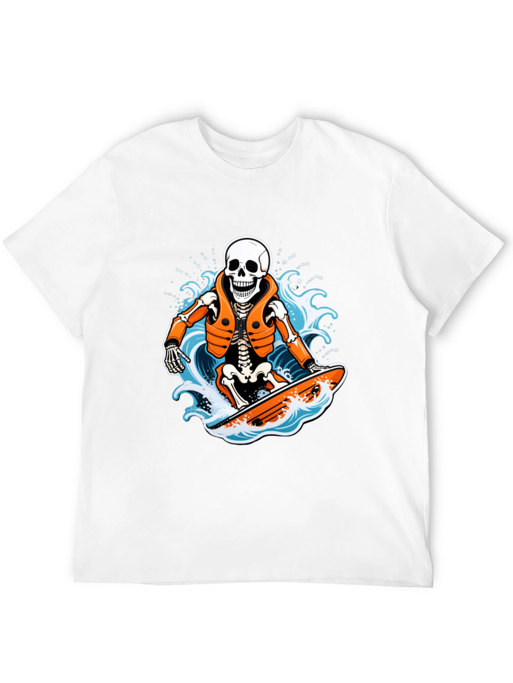 Skeleton Surfer Graphic T-Shirt - Black