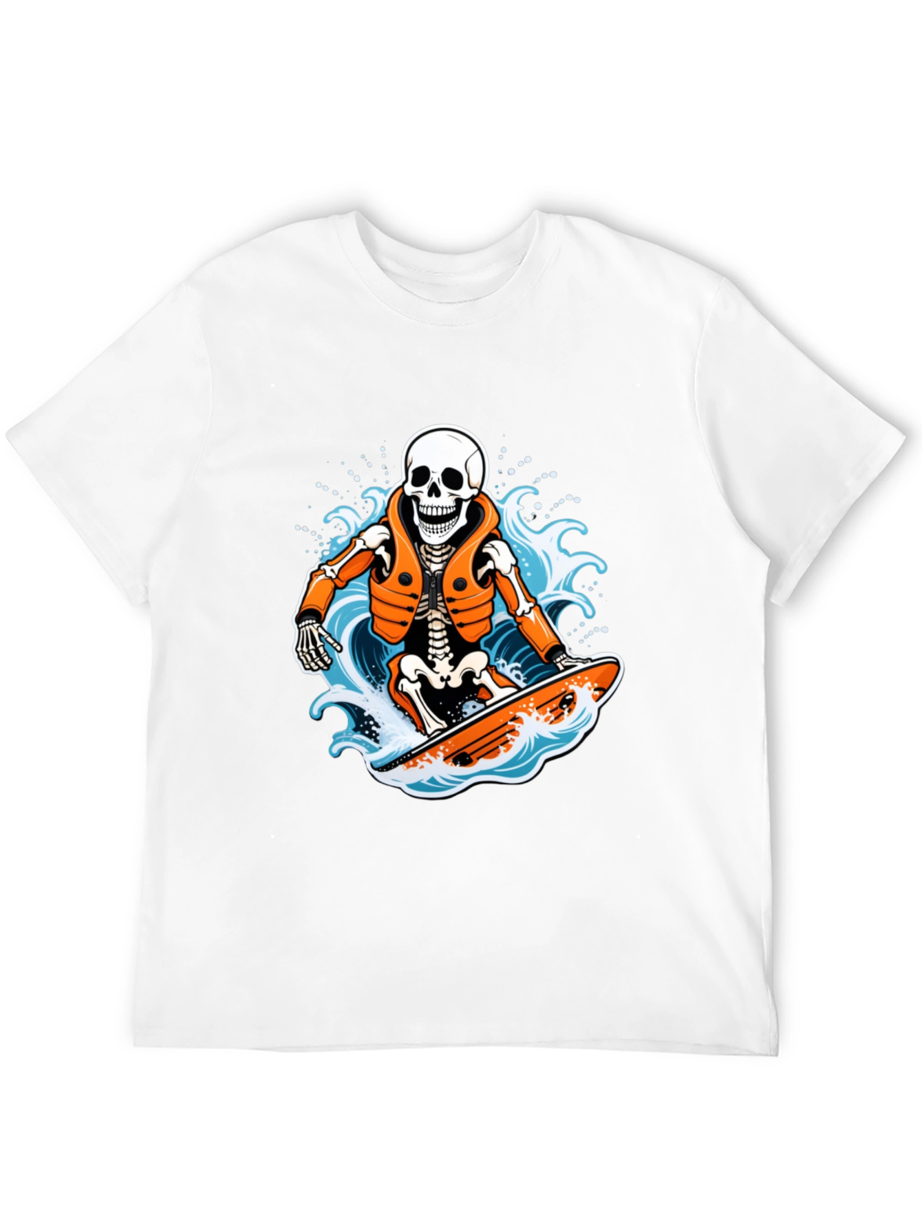 Skeleton Surfer Graphic T-Shirt - Black