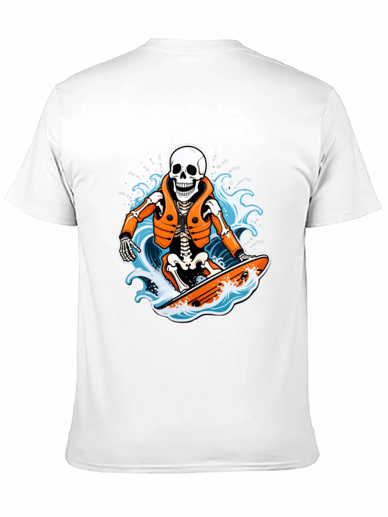 Skeleton Surfer Graphic T-Shirt - Black