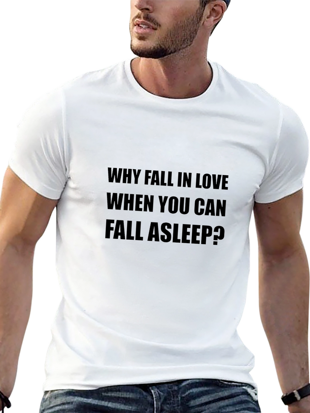 Why Fall In Love Slogan Black T-Shirt