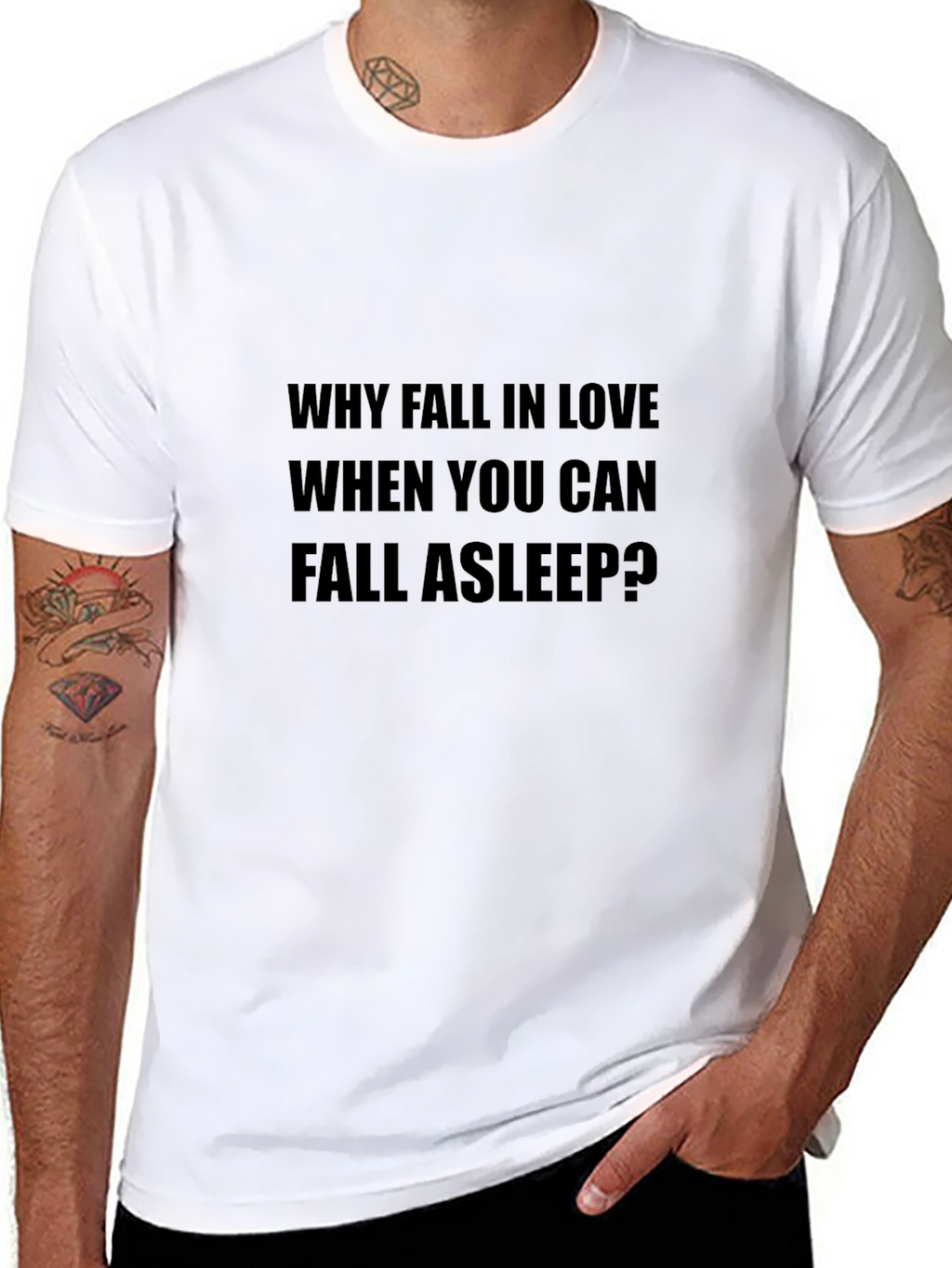 Why Fall In Love Slogan Black T-Shirt