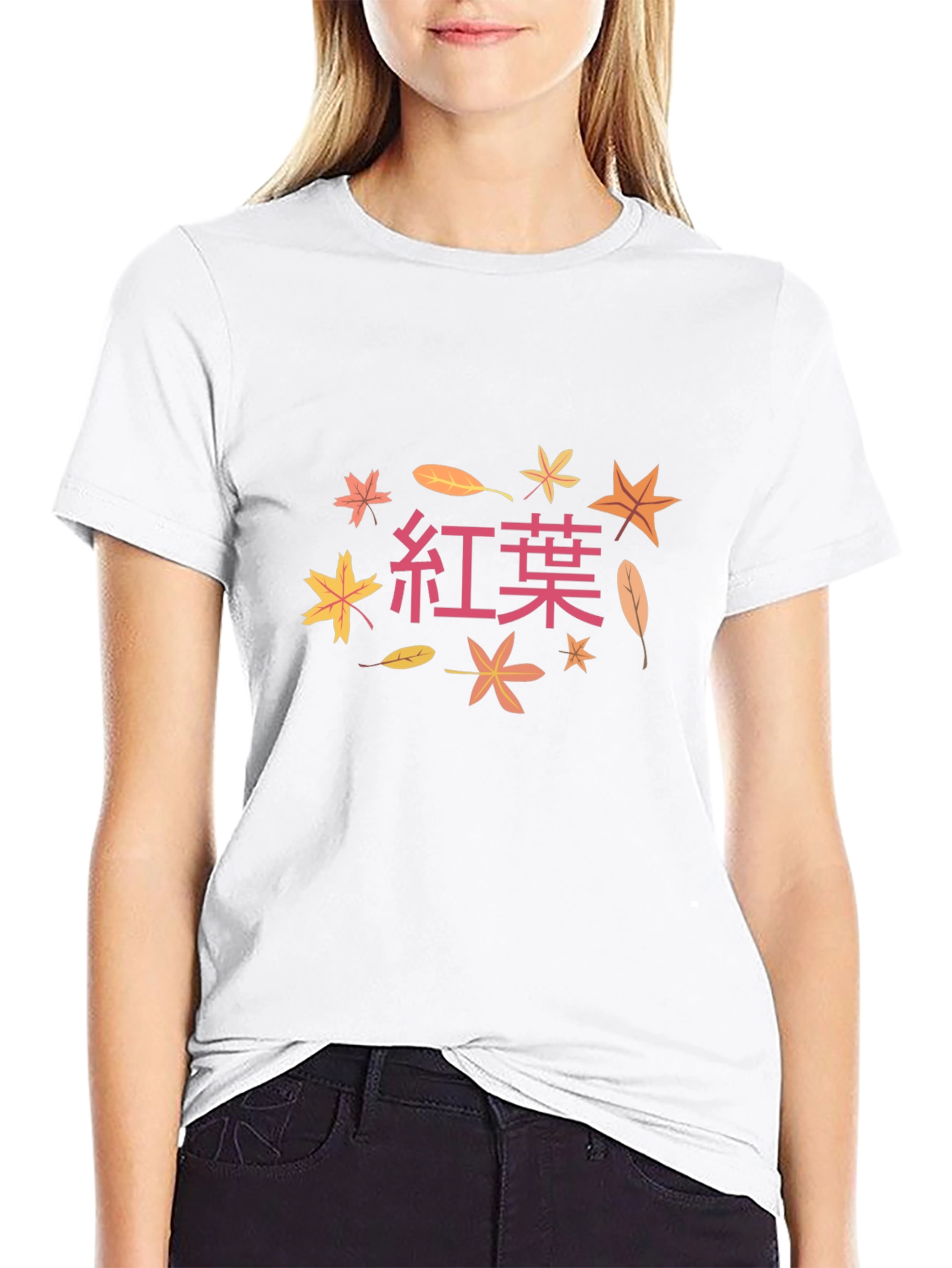 Autumn Leaves T-Shirt - Japanese Kanji Design