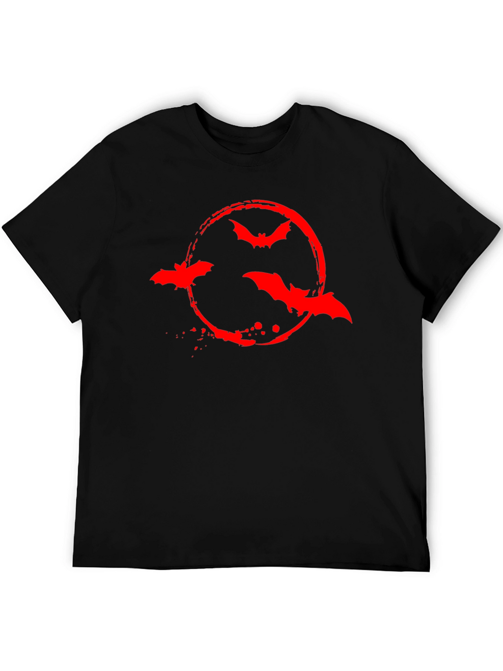 Red Bat Circle Graphic Black T-Shirt