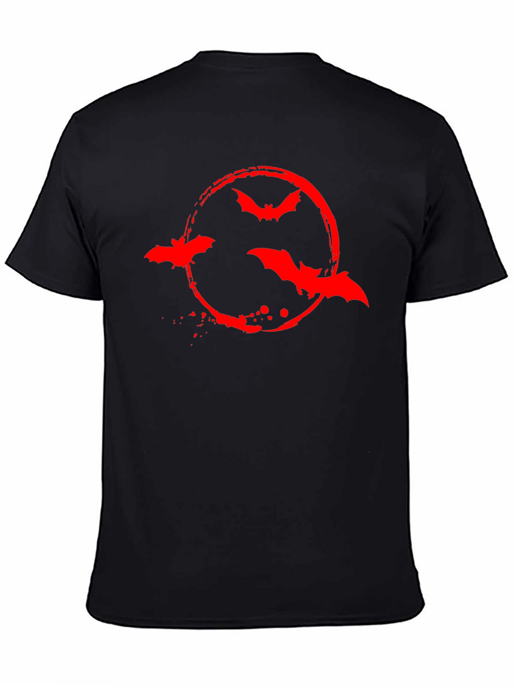 Red Bat Circle Graphic Black T-Shirt