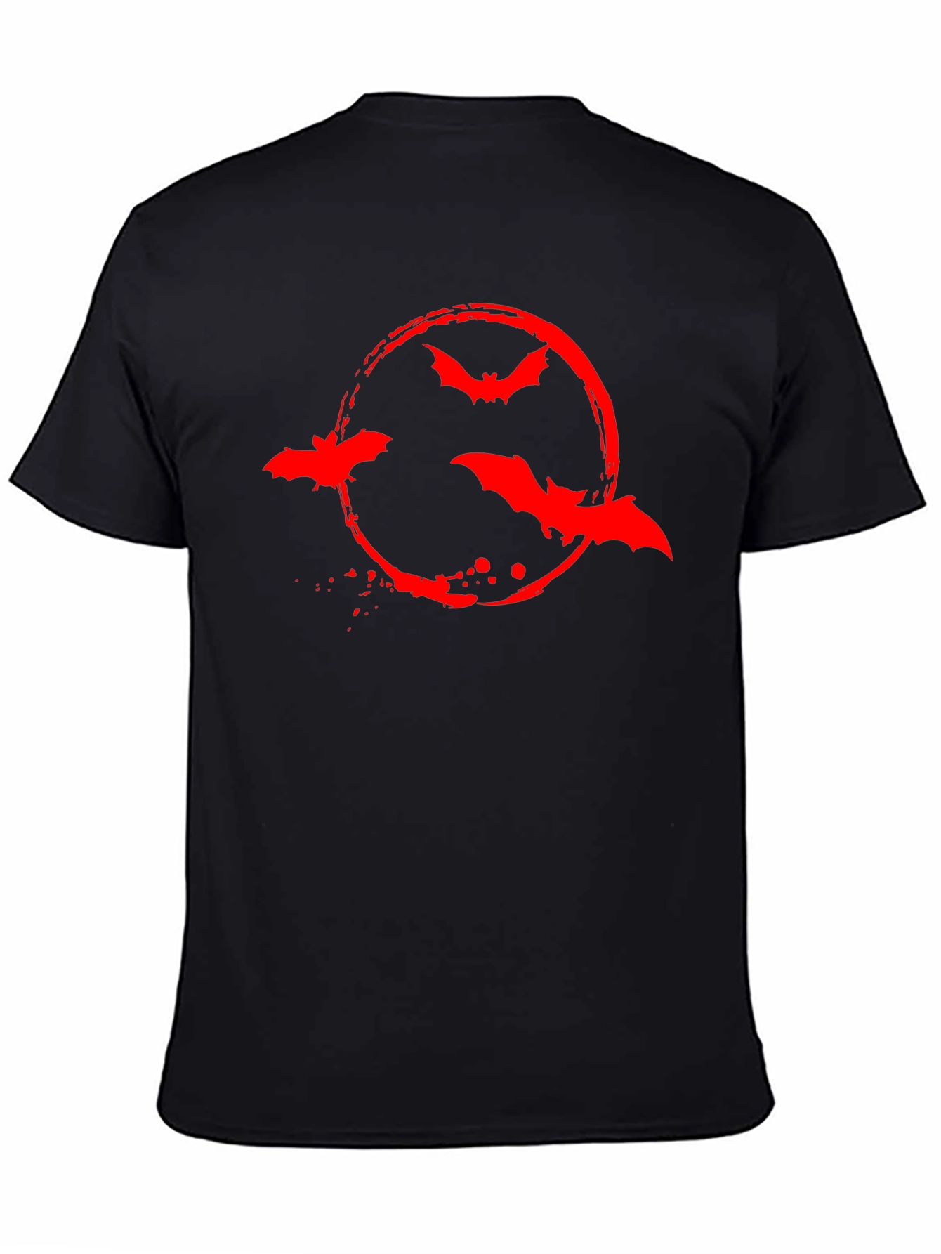 Red Bat Circle Graphic Black T-Shirt
