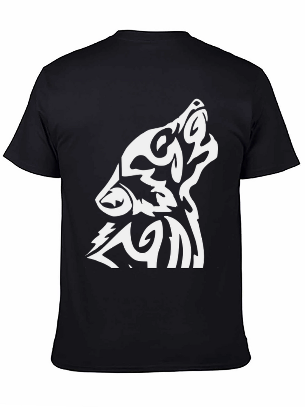 Wolf Tribal Design Black T-Shirt