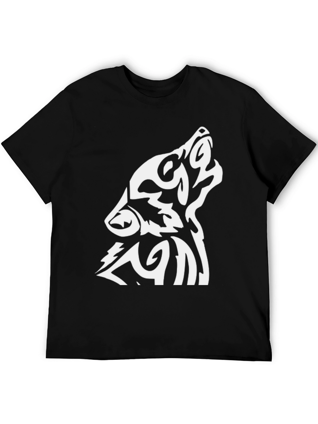 Wolf Tribal Design Black T-Shirt