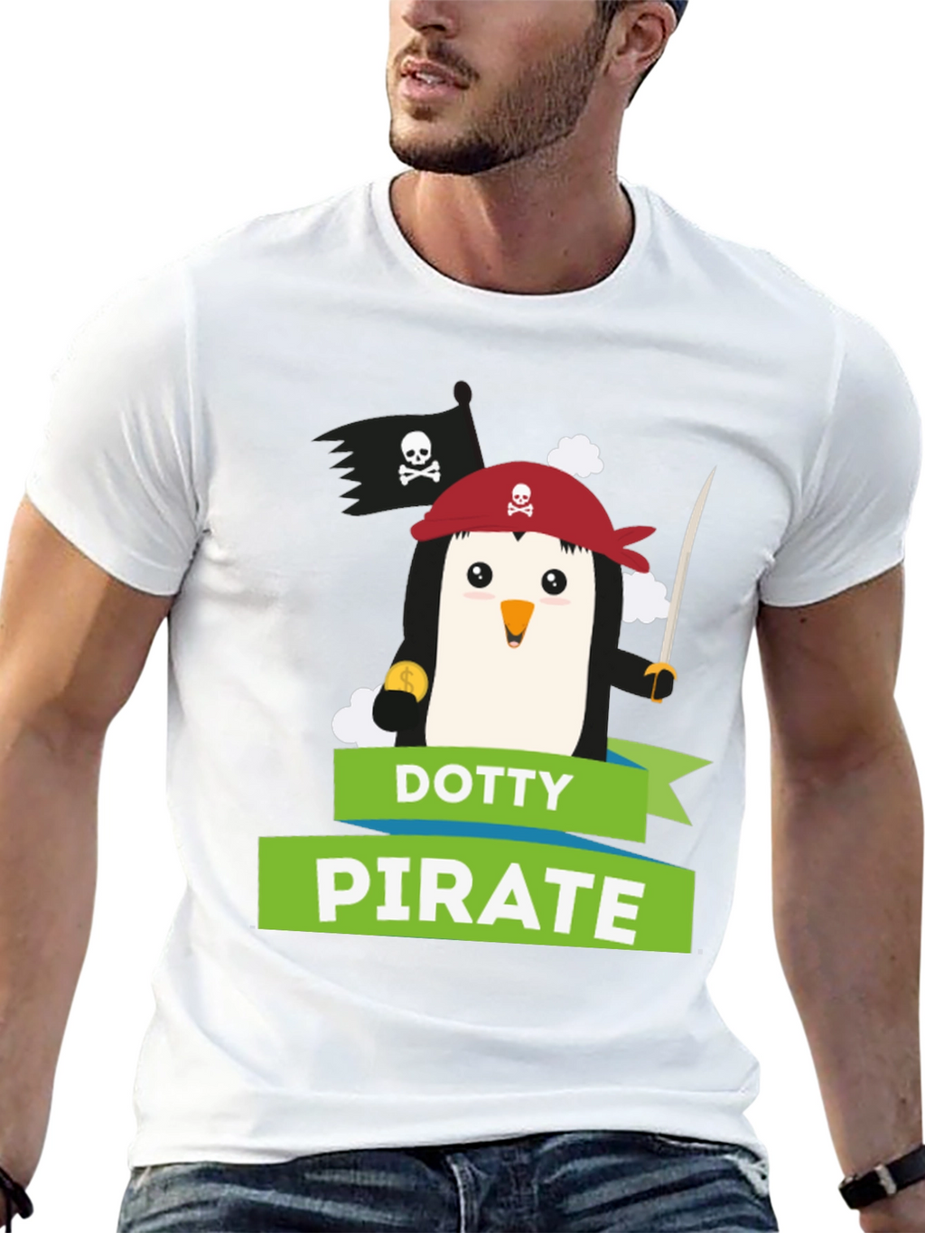 Dotty Pirate Penguin Graphic T-Shirt