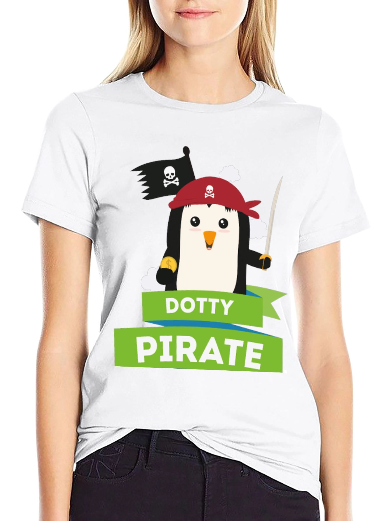 Dotty Pirate Penguin Graphic T-Shirt