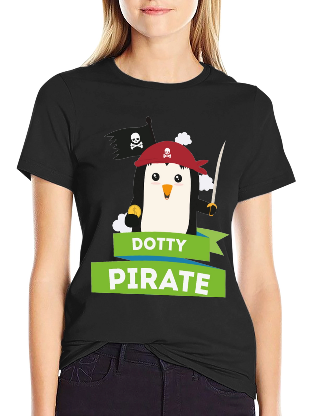 Dotty Pirate Penguin Graphic T-Shirt