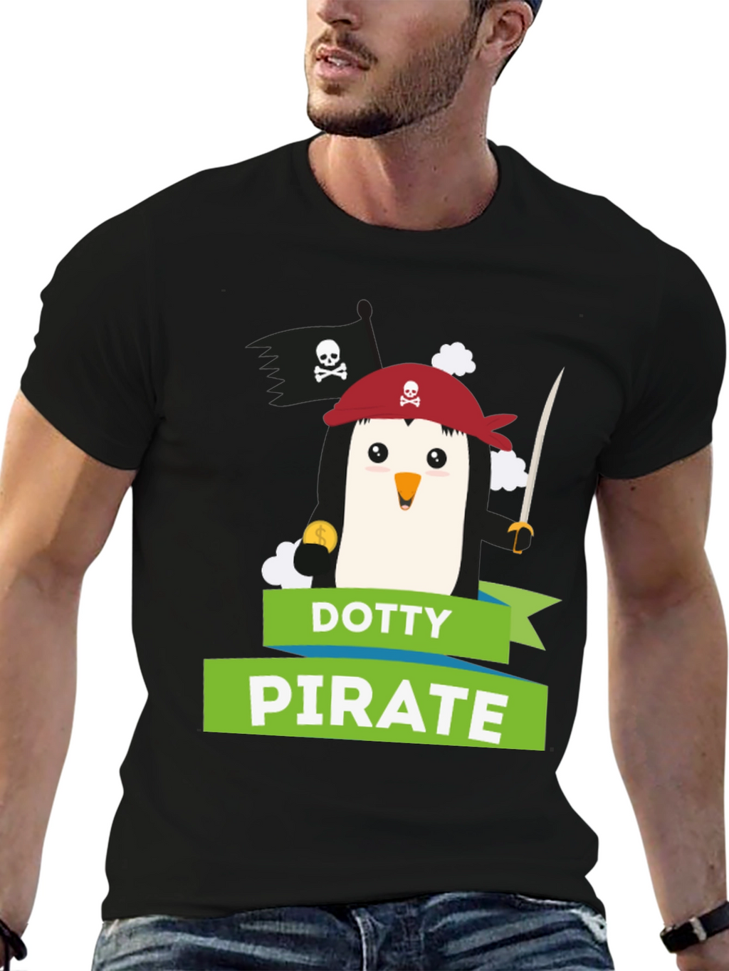 Dotty Pirate Penguin Graphic T-Shirt