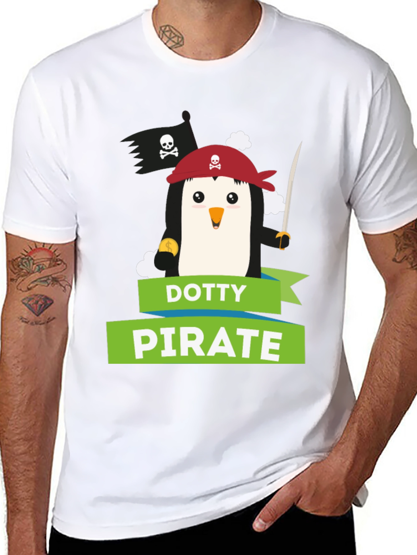 Dotty Pirate Penguin Graphic T-Shirt