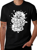 Monster Doodle Graphic Black T-Shirt