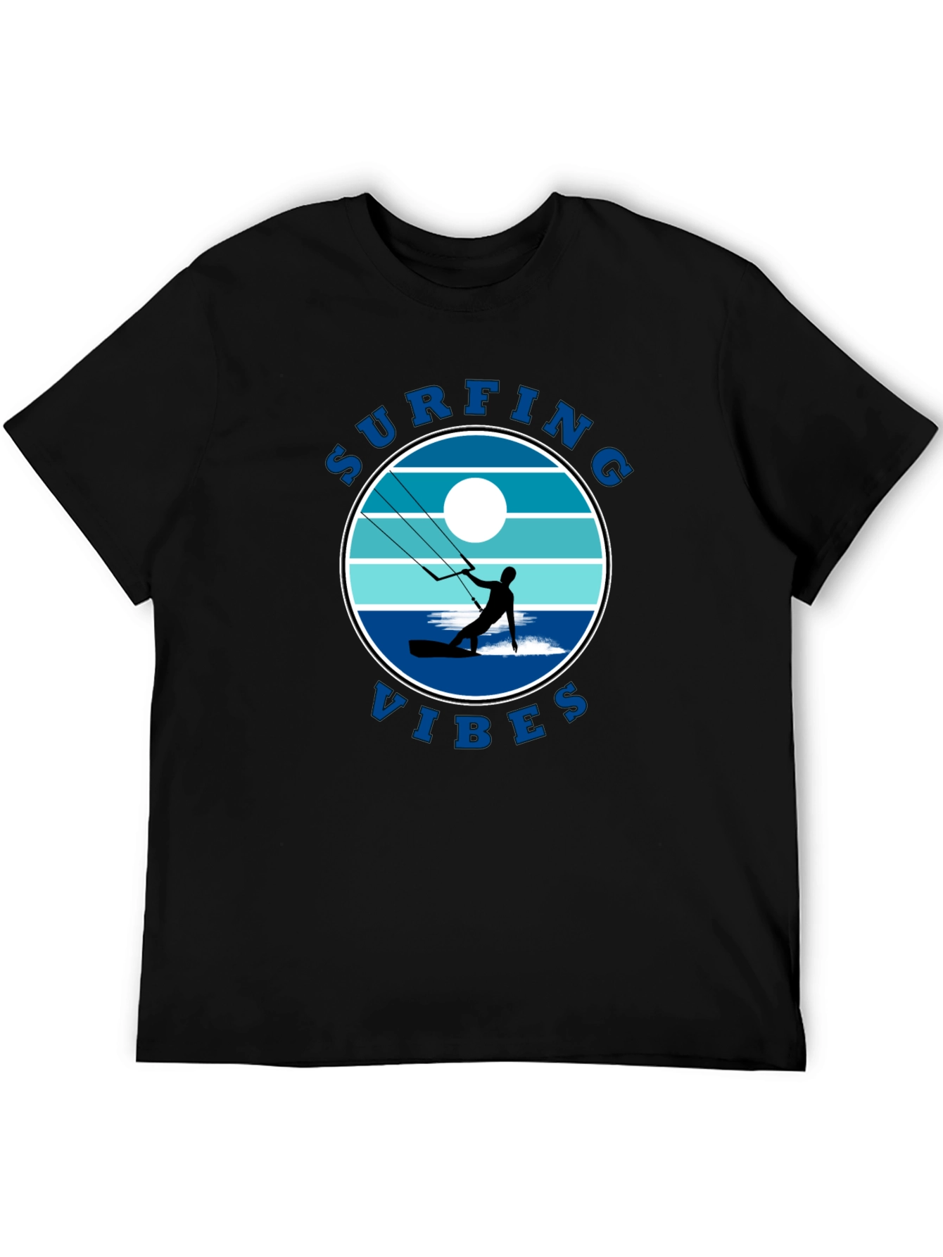 Surfing Vibes Graphic Tee - Black Cotton T-Shirt