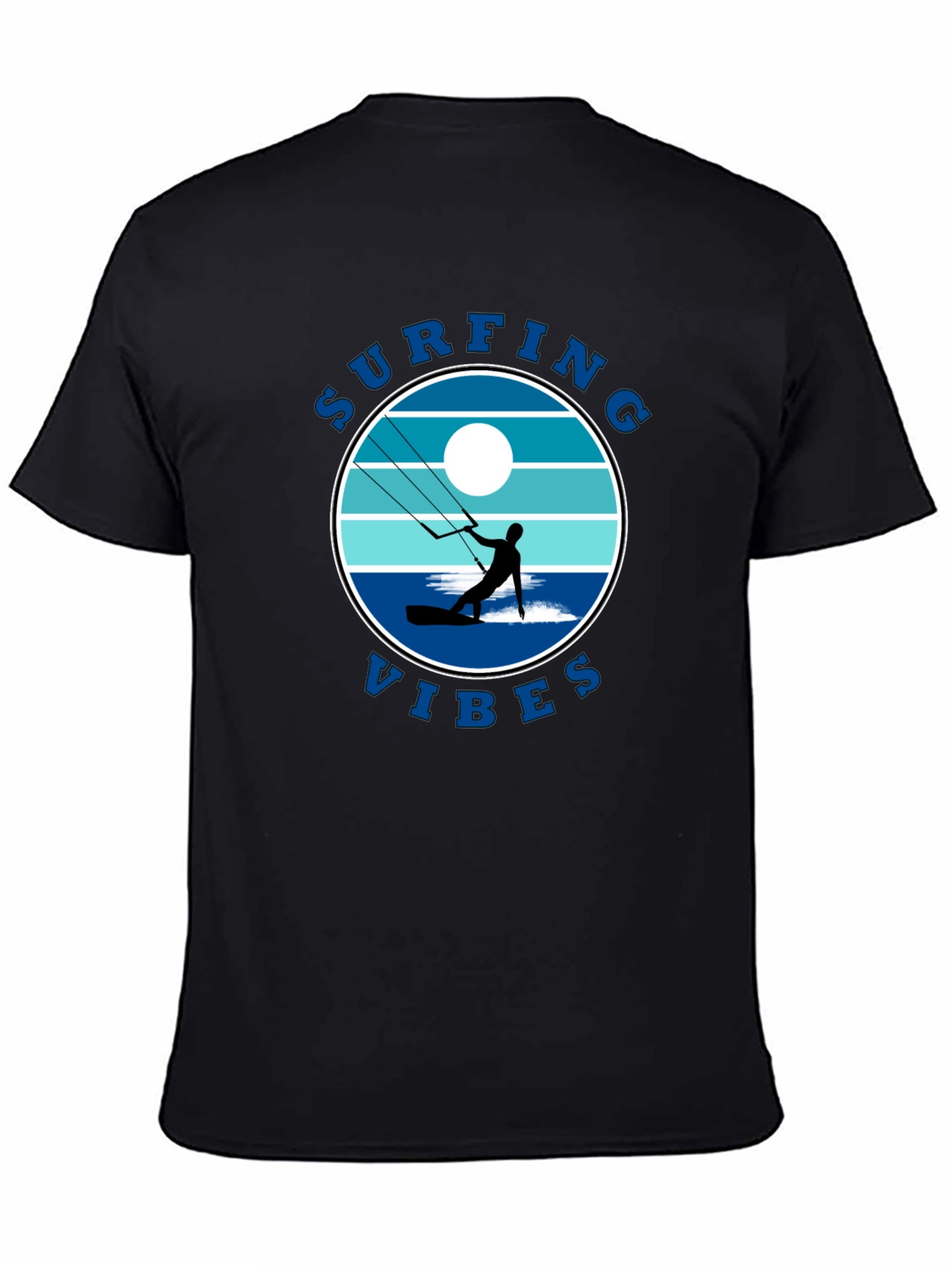 Surfing Vibes Graphic Tee - Black Cotton T-Shirt