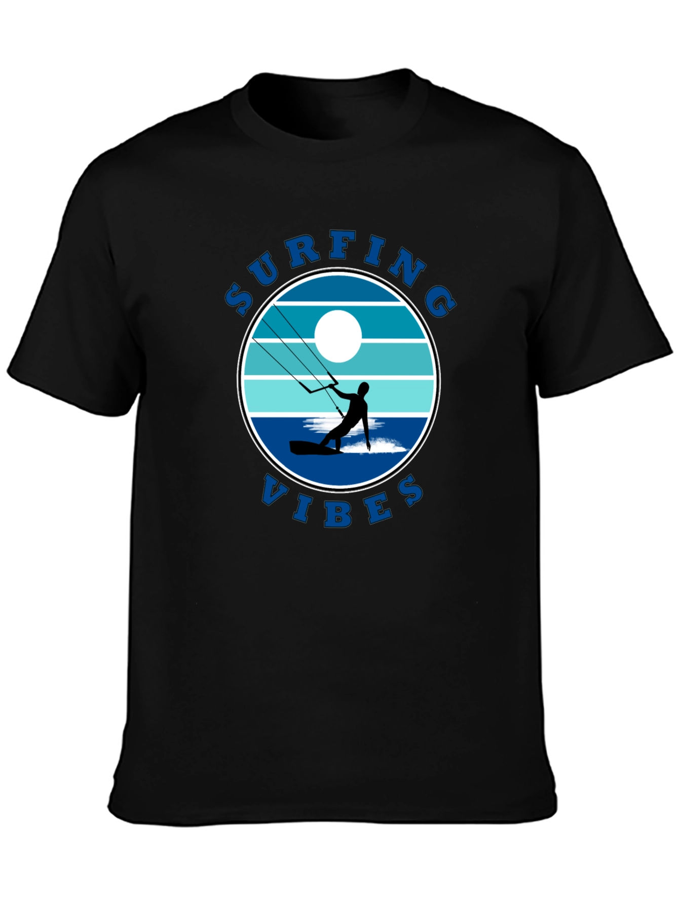Surfing Vibes Graphic Tee - Black Cotton T-Shirt