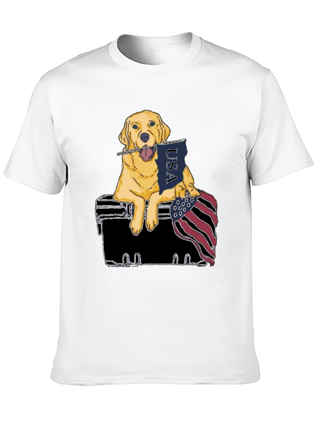 Patriotic Golden Retriever Graphic Tee