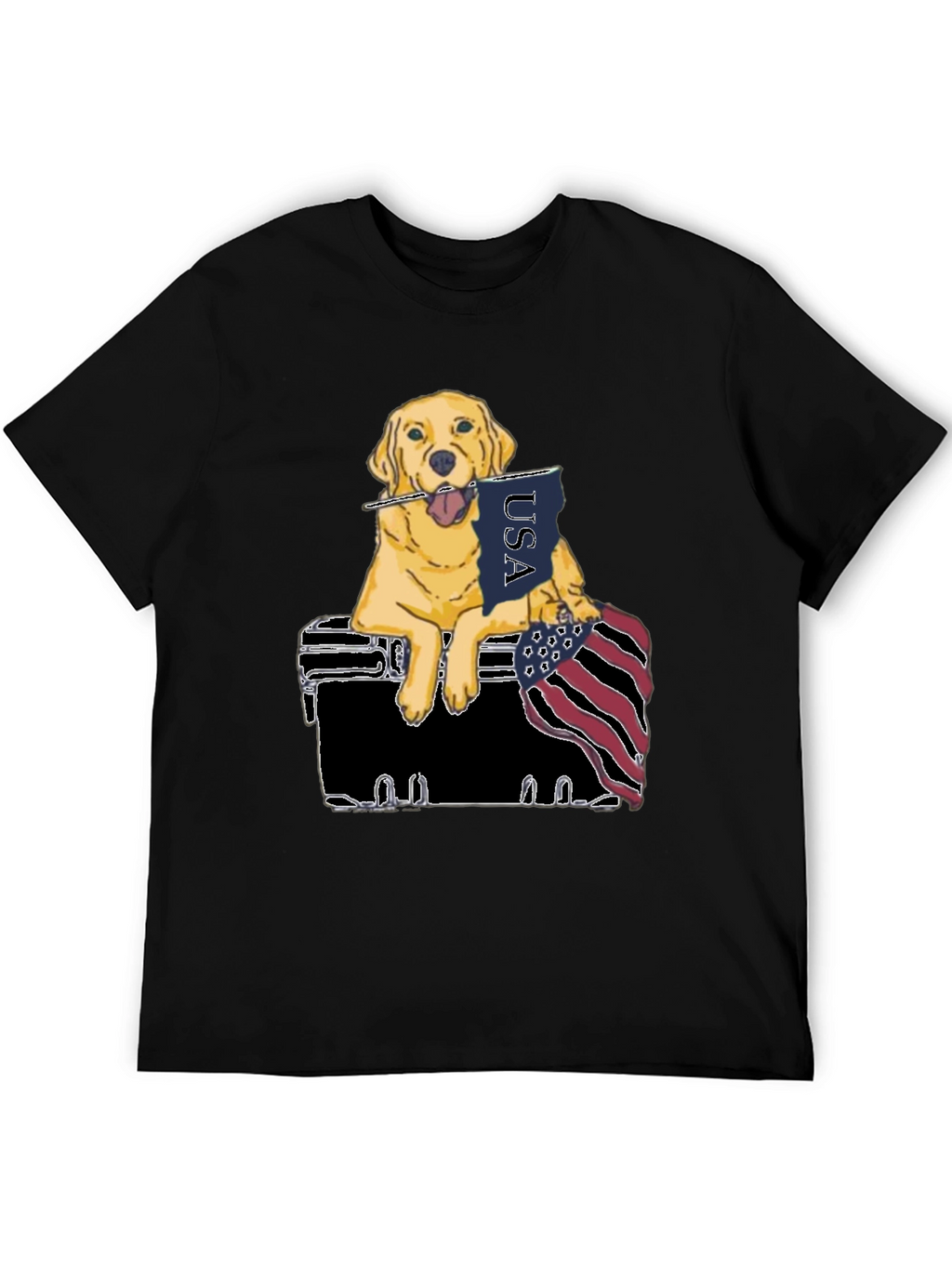 Patriotic Golden Retriever Graphic Tee