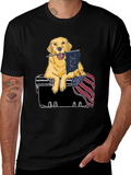 Patriotic Golden Retriever Graphic Tee