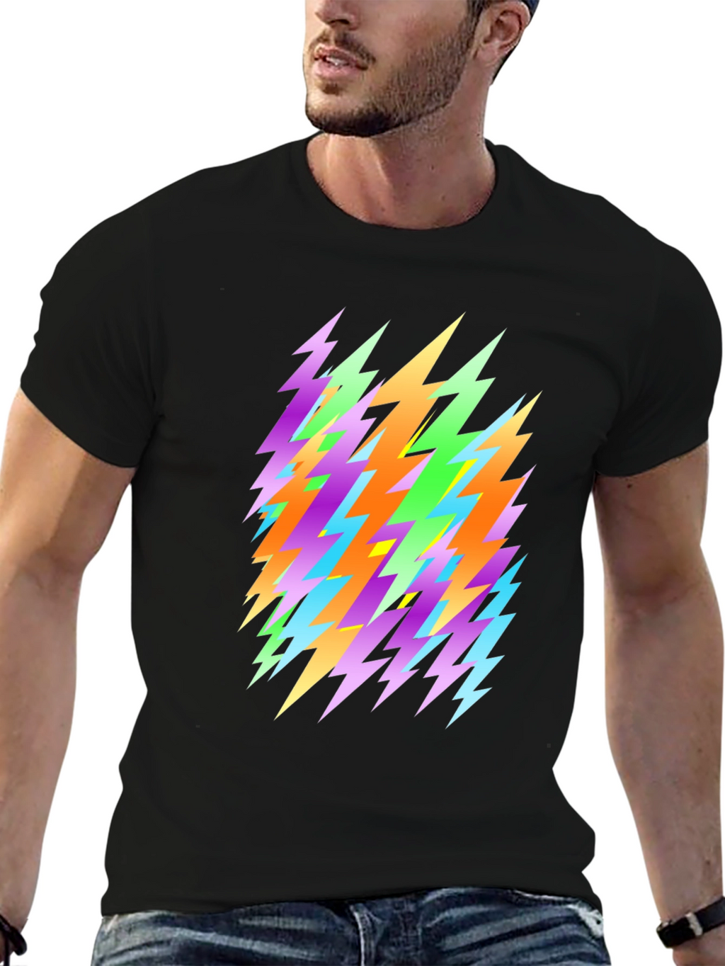 Lightning Bolt Graphic Black T-Shirt