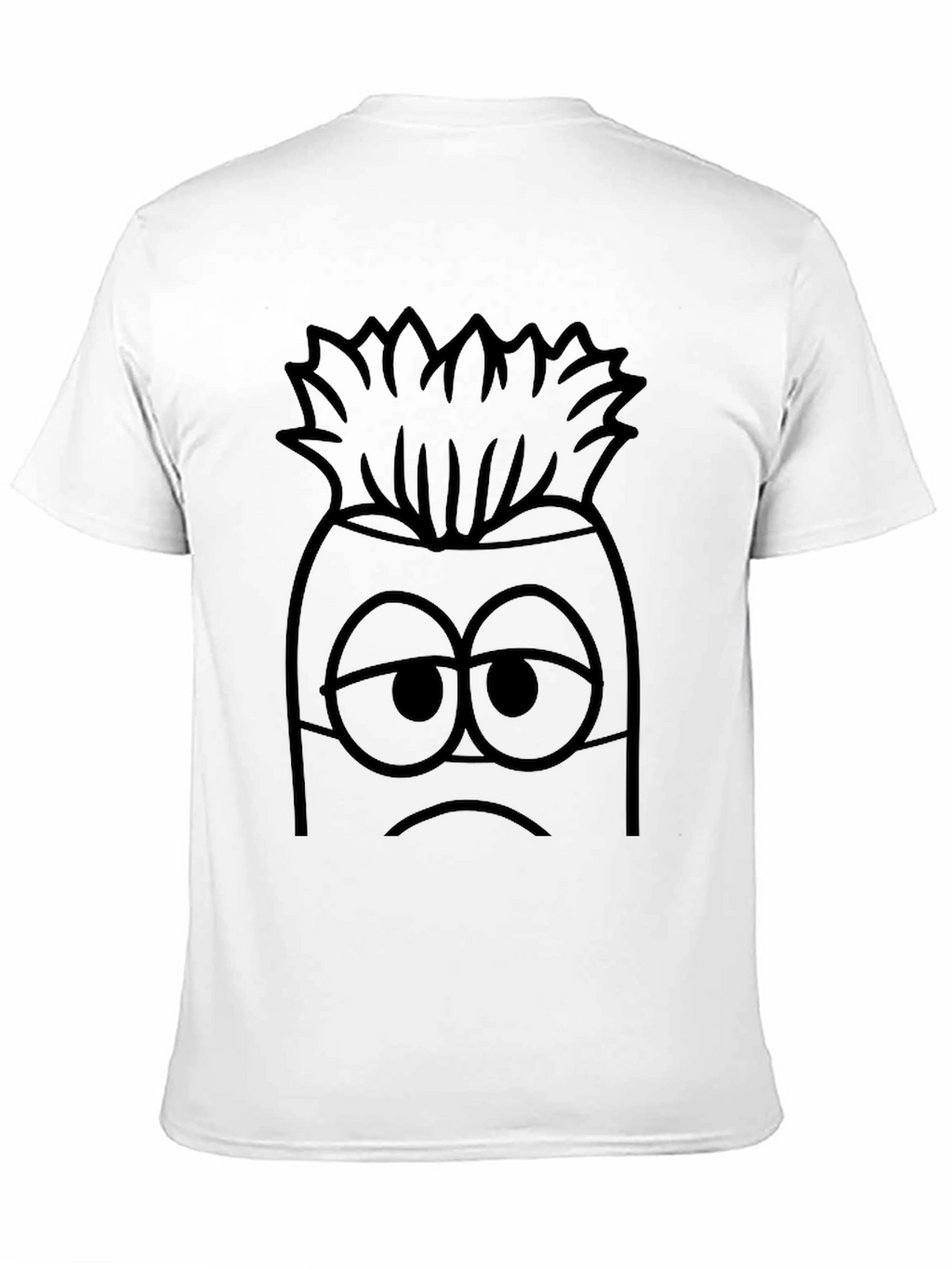 Sad Cartoon Character Graphic Print Black T-Shirt
