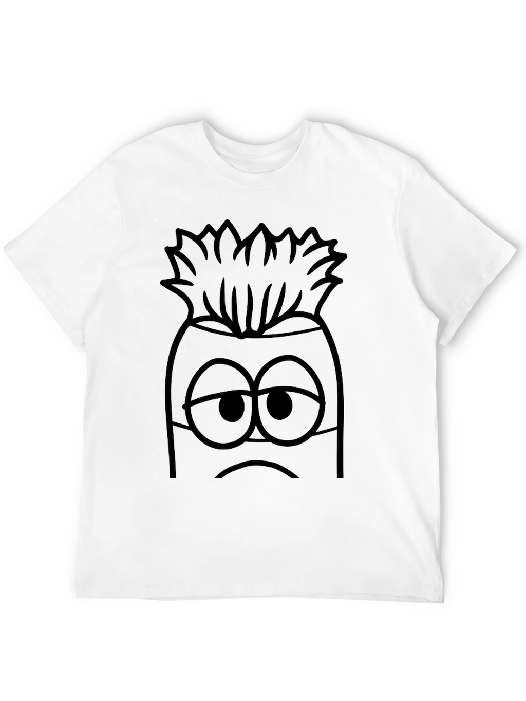 Sad Cartoon Character Graphic Print Black T-Shirt
