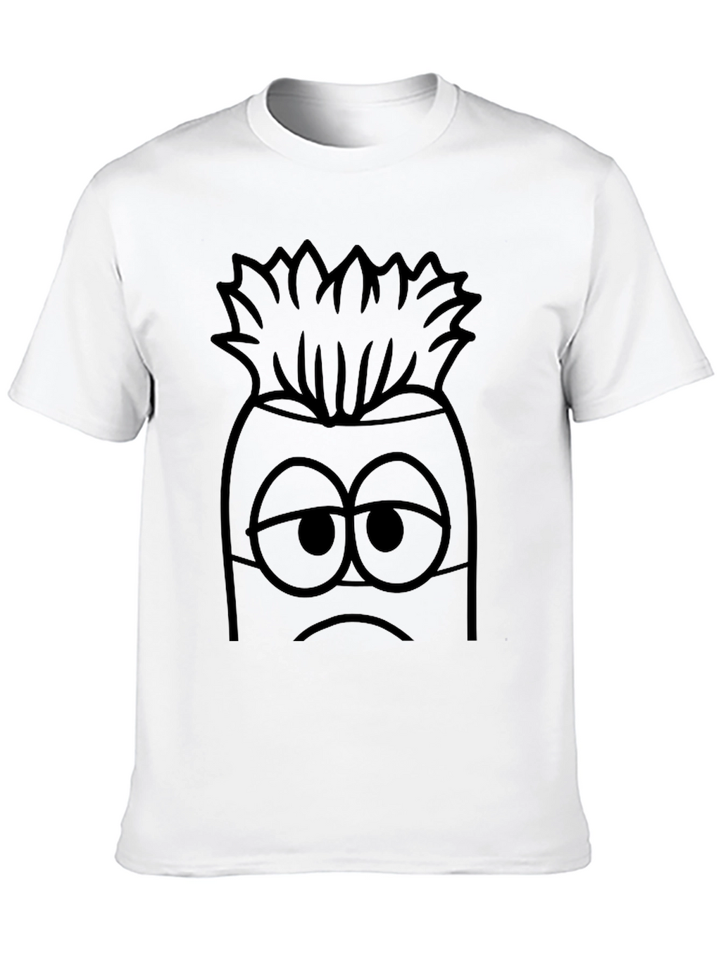 Sad Cartoon Character Graphic Print Black T-Shirt