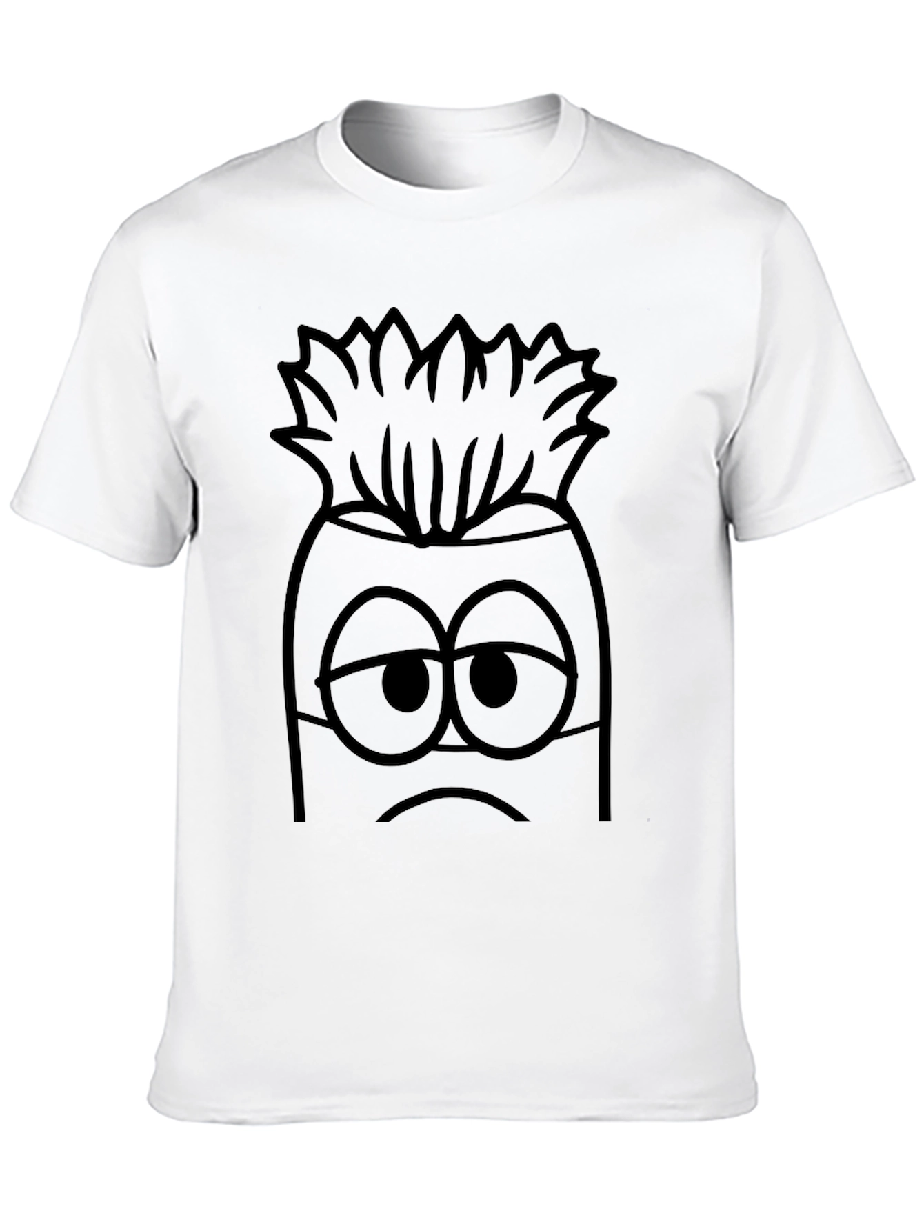 Sad Cartoon Character Graphic Print Black T-Shirt