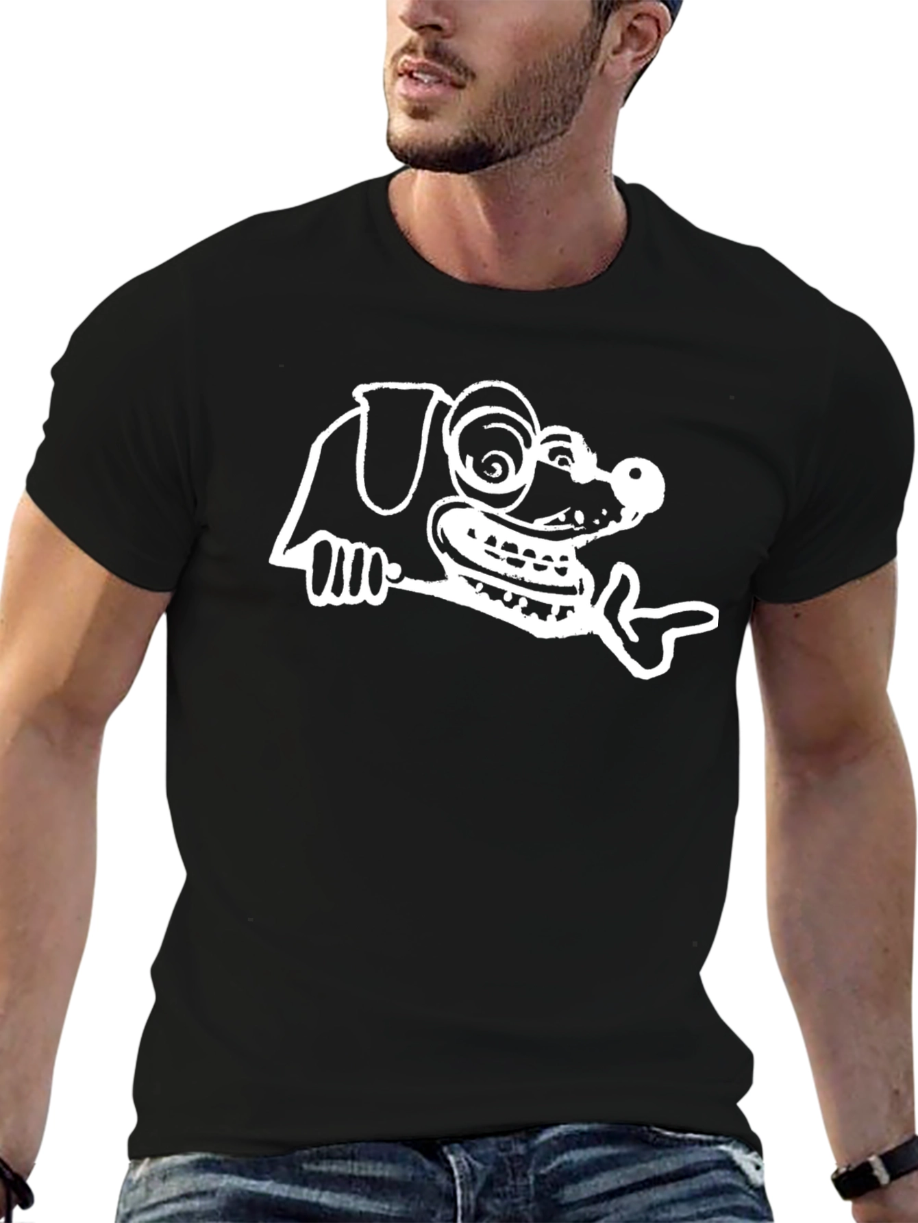 Dog Cartoon Graphic Tee - Black Casual Shirt