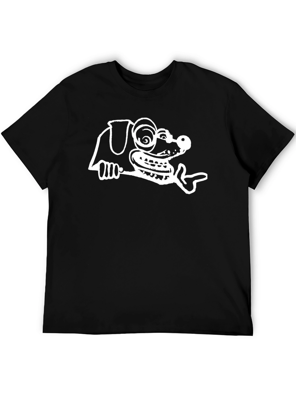 Dog Cartoon Graphic Tee - Black Casual Shirt