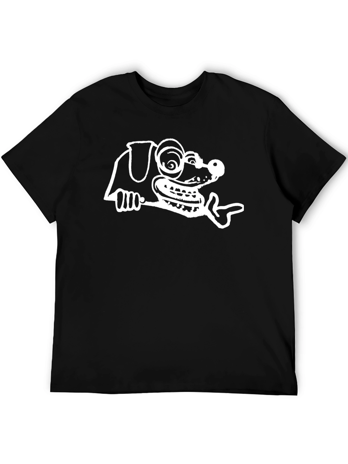 Dog Cartoon Graphic Tee - Black Casual Shirt