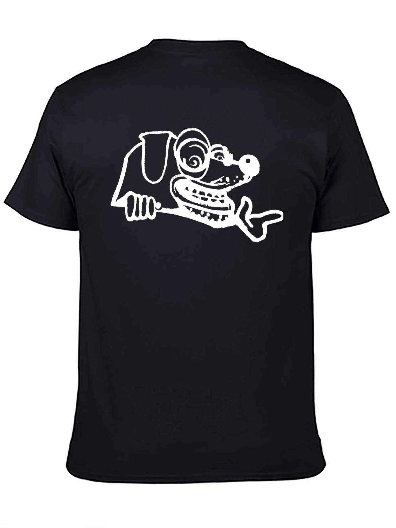Dog Cartoon Graphic Tee - Black Casual Shirt