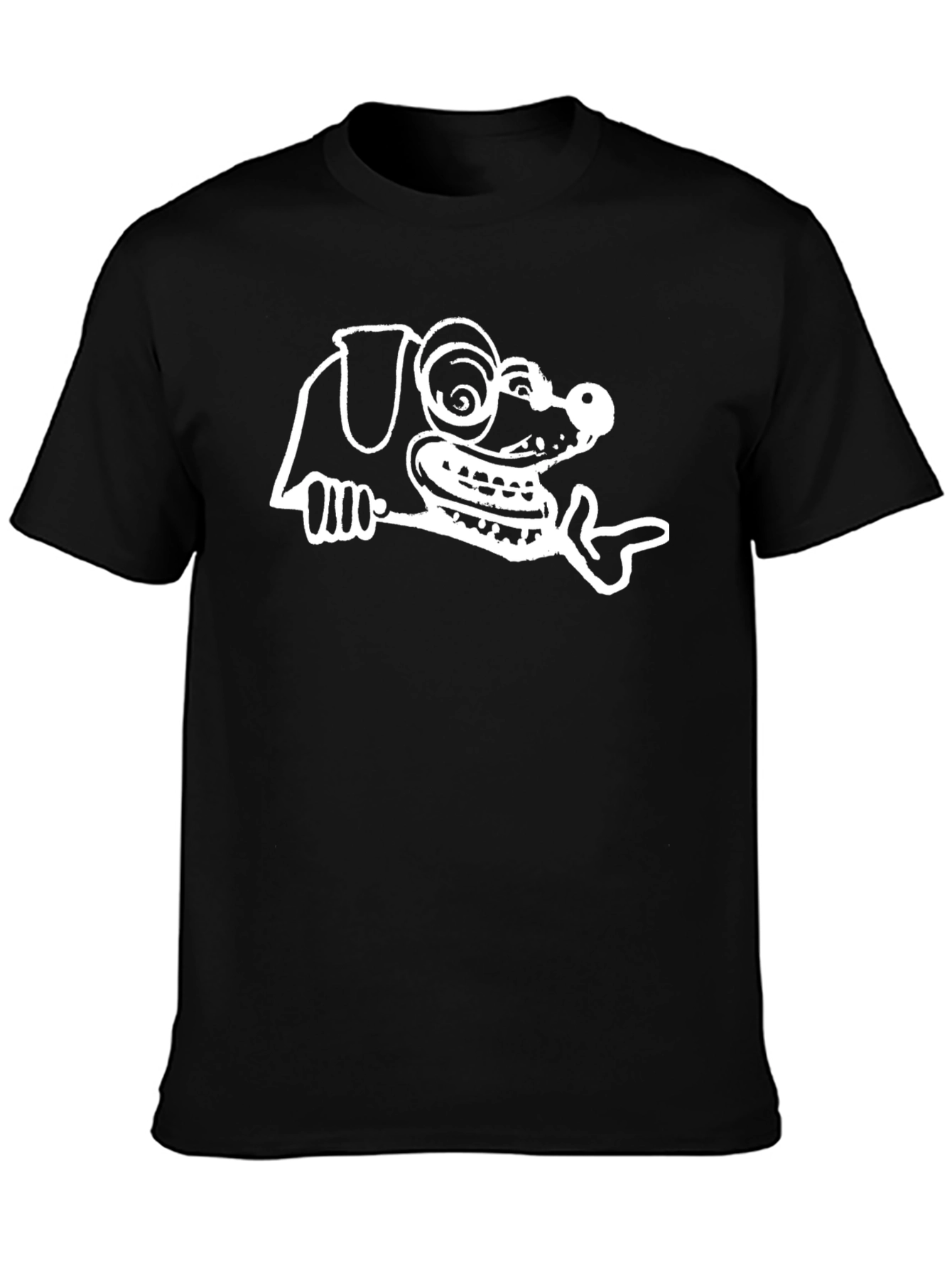 Dog Cartoon Graphic Tee - Black Casual Shirt