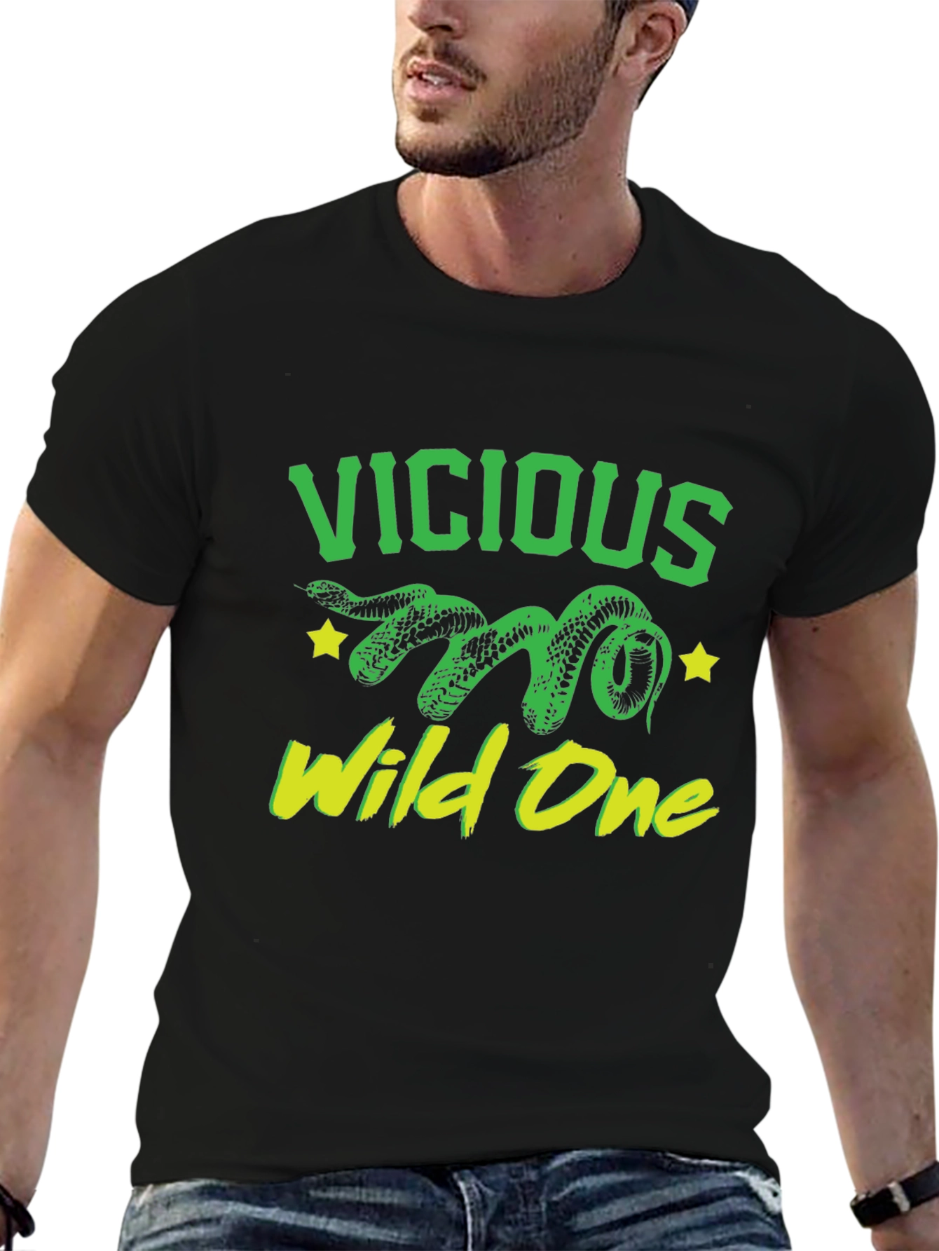 Vicious Wild One Snake Graphic T-Shirt