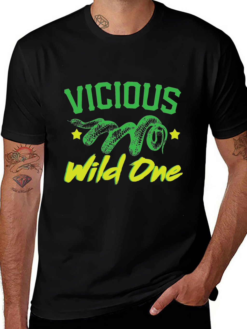 Vicious Wild One Snake Graphic T-Shirt