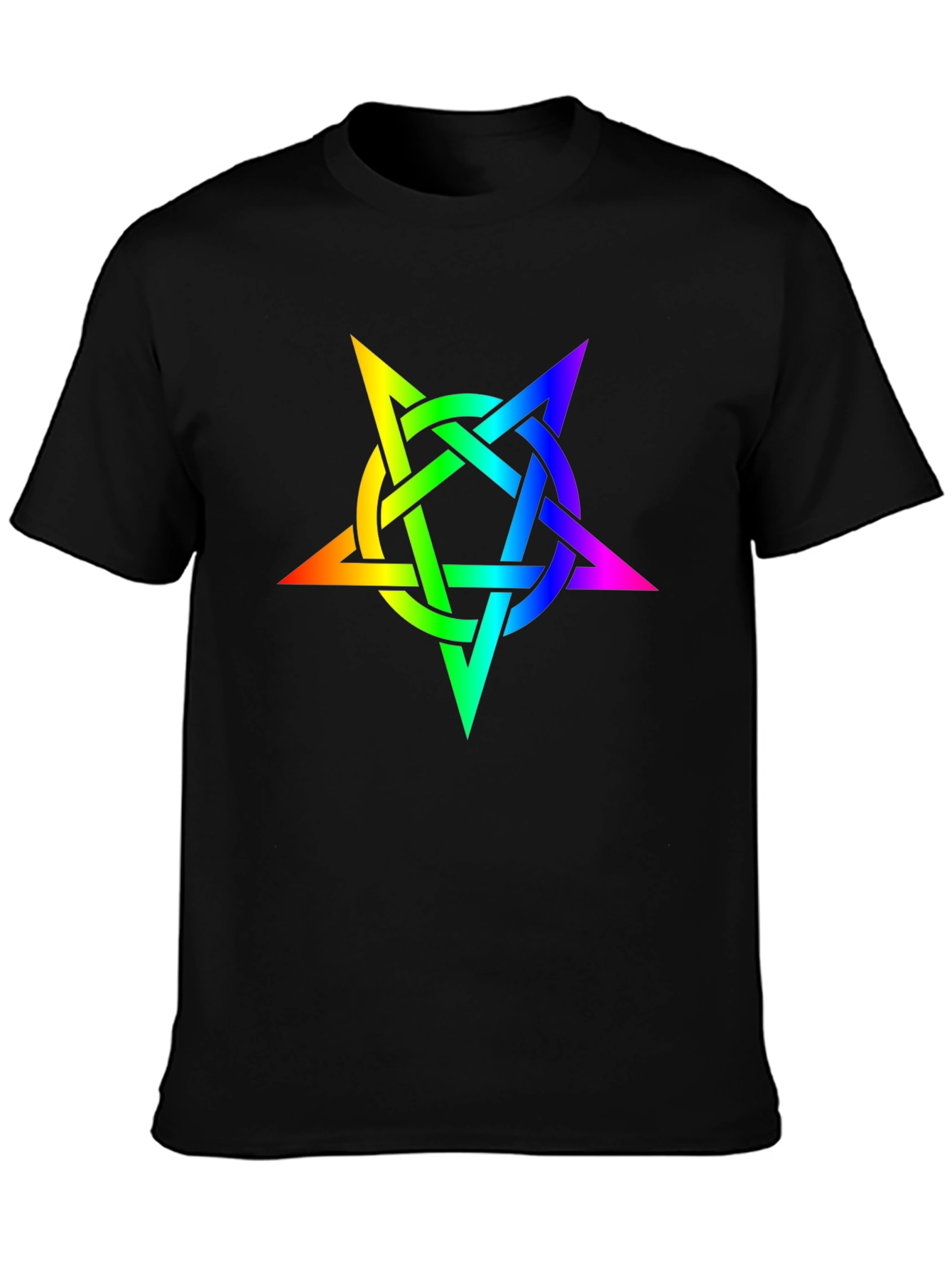 Rainbow Pentagram Black T-Shirt