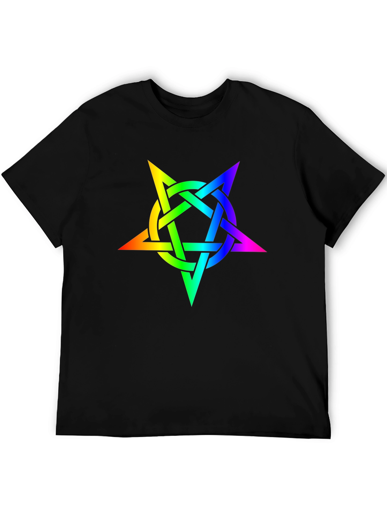 Rainbow Pentagram Black T-Shirt