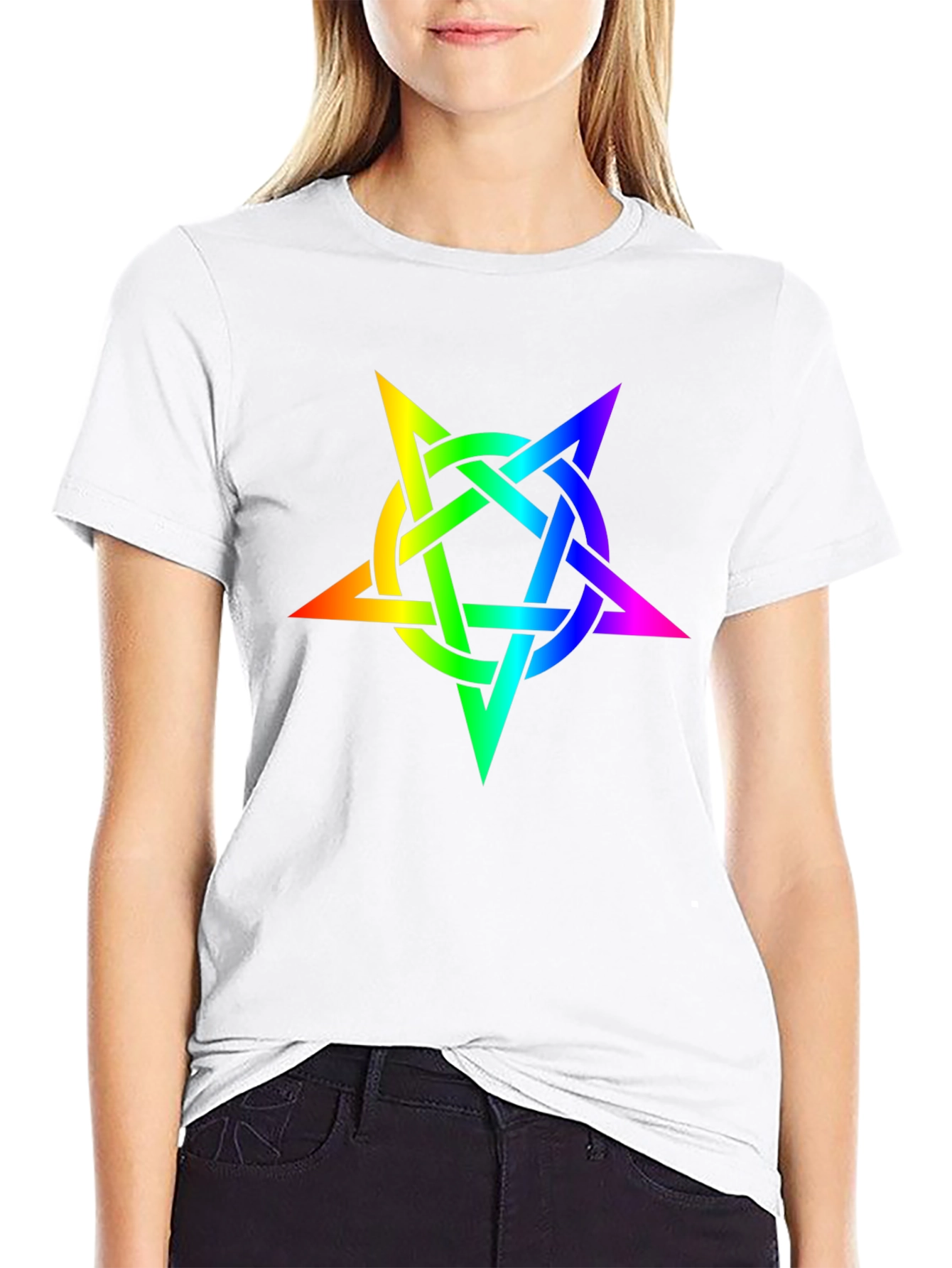 Rainbow Pentagram Black T-Shirt