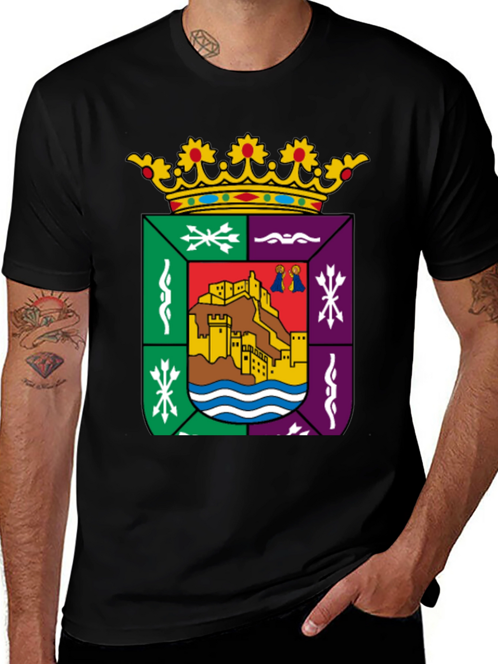 Cáceres Spain Coat of Arms Black T-Shirt