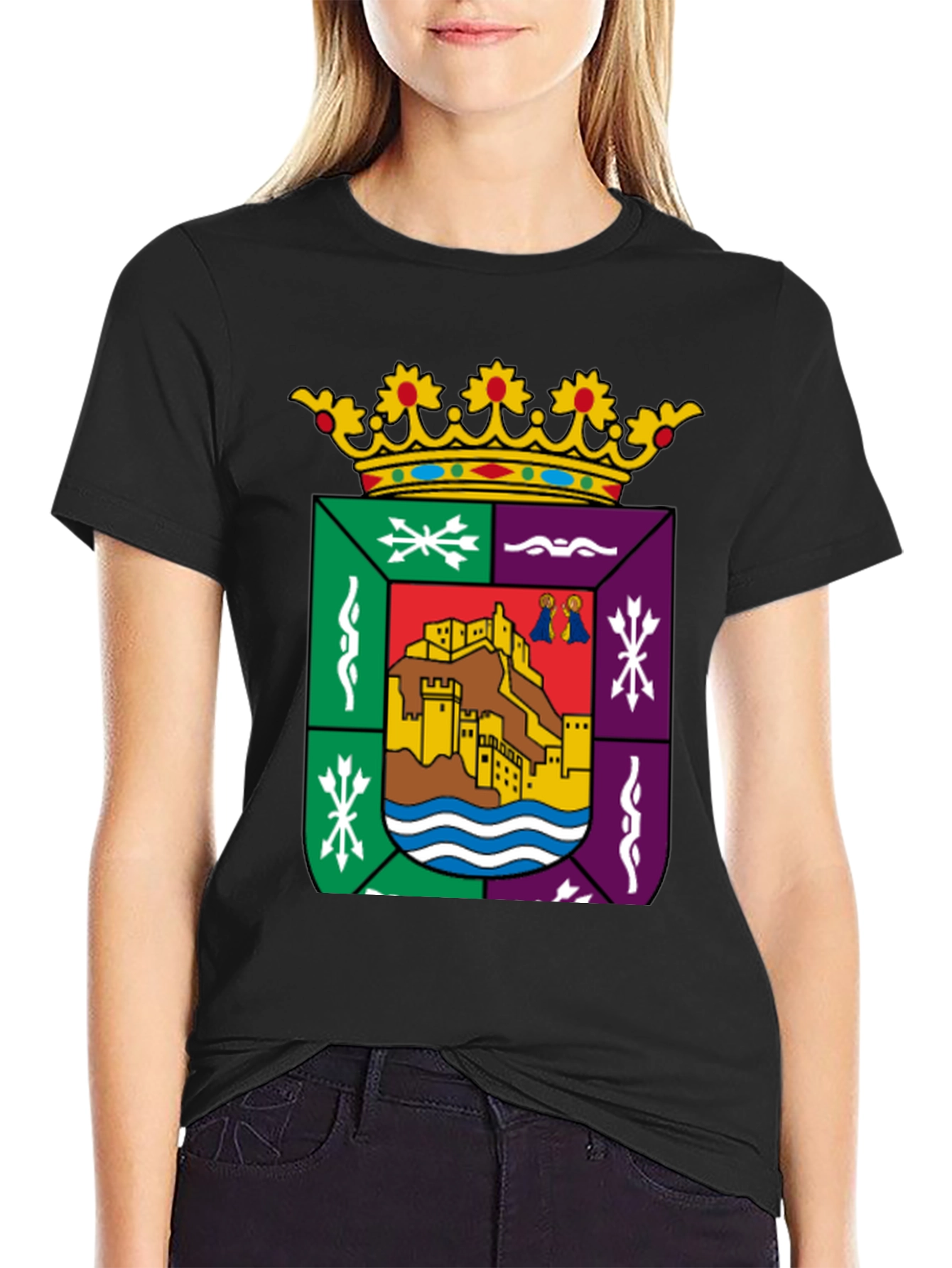 Cáceres Spain Coat of Arms Black T-Shirt